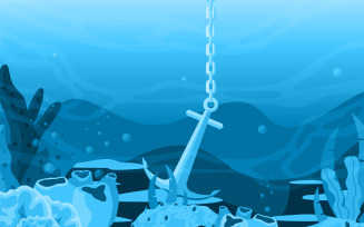 Ship Anchor Underwater - Illustration