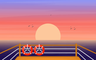 Sunset Ocean View - Illustration