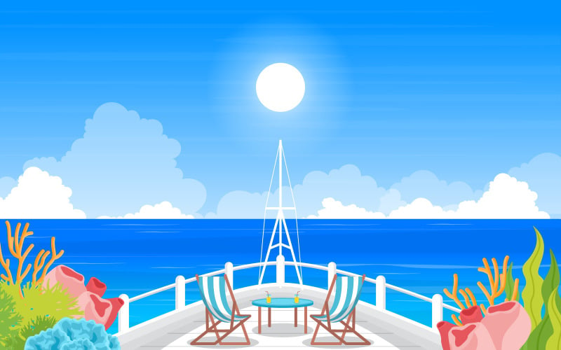 Table Chair Ship Deck - Illustration