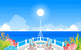 Table Chair Ship Deck - Illustration