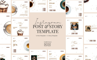 Coffee Shop Instagram Post and Story Template for Social Media