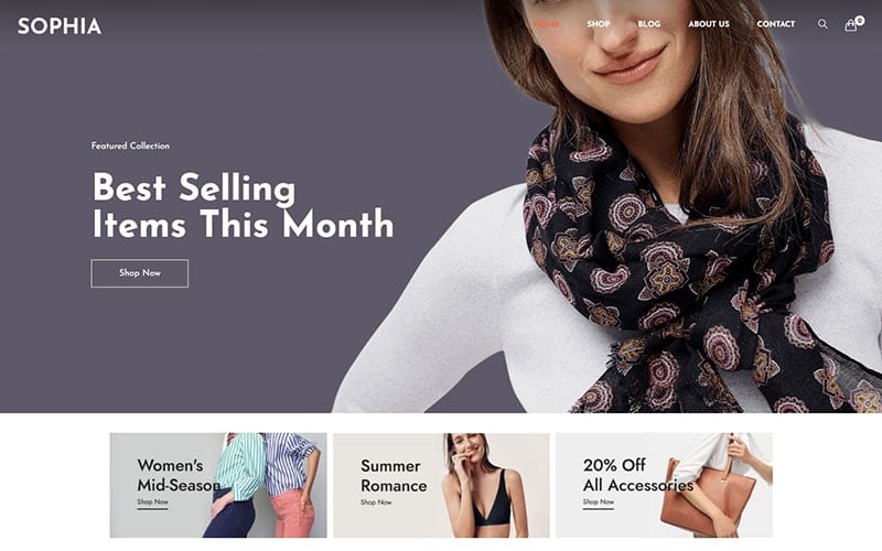 "Sophia - Fashion WordPress" Responsive WooCommerce Thema №125684
