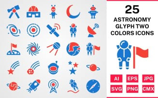 5 Astronomy Glyph Two Colors Icon Set