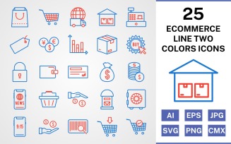 25 Ecommerce Line Two Colors Icon Set