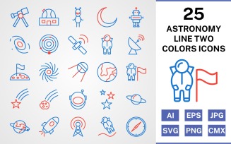 25 Astronomy Line Two Colors Icon Set