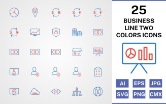 25 Business Line Two Colors Icon Set
