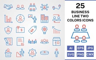 25 Business Line Two Colors Icon Set