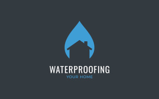 Waterproof House. Waterproofing Home Concept. Logo Template