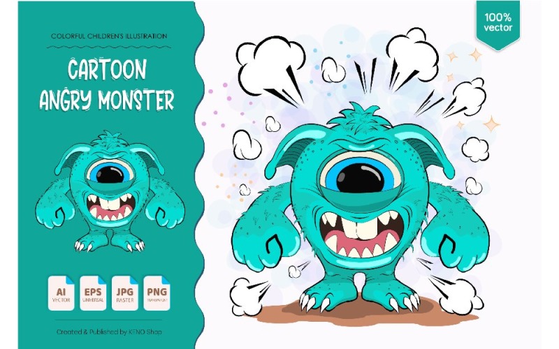 Cartoon One Eyed Monster - Vector Image Vector Graphic