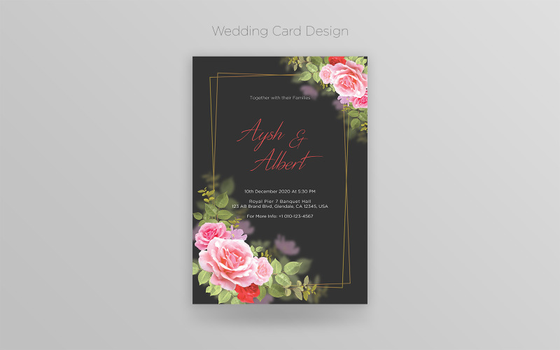 Creative Floral Wedding Card PSD Template
