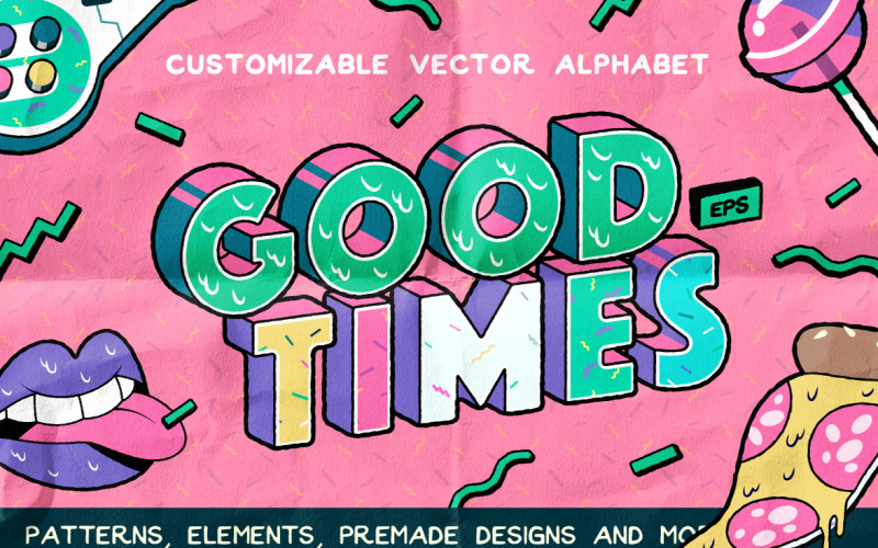 Good Times Alphabet & Graphic Pack - Vector Image Vector Graphic