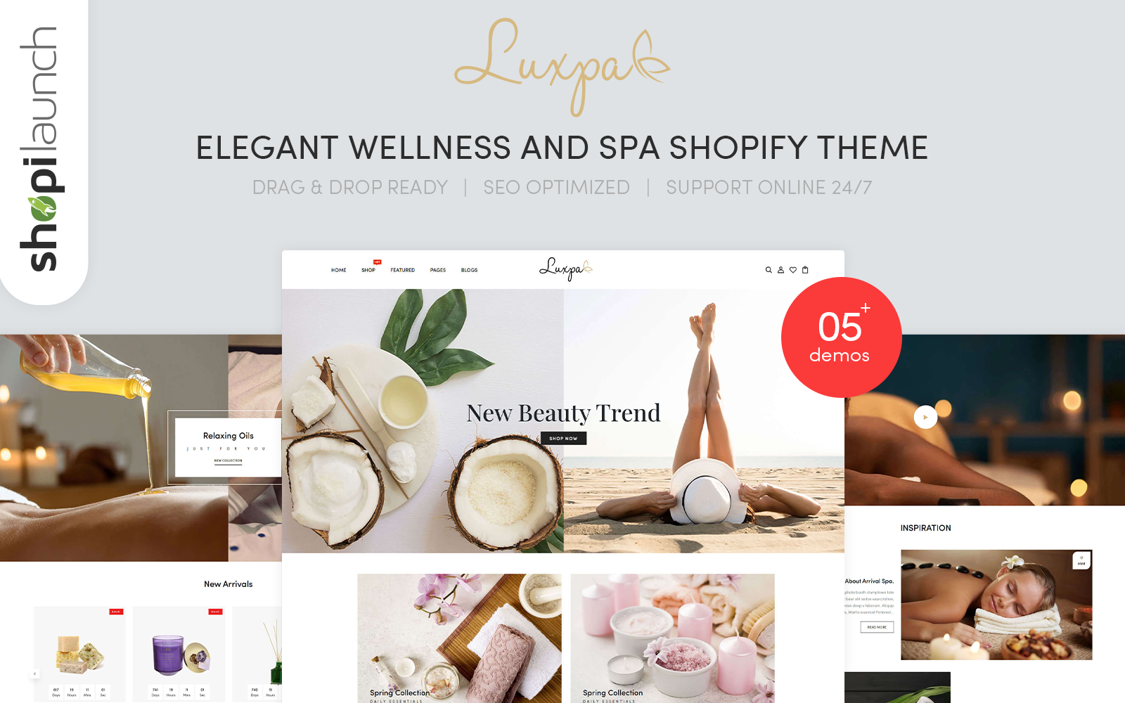 "Luxpa - Elegant Wellness & Spa" thème Shopify adaptatif #126243