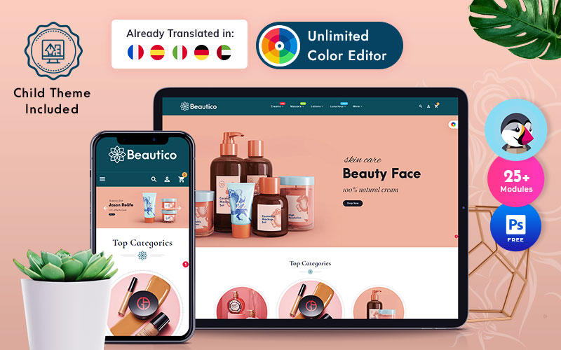 Modello PrestaShop Responsive #126236 "Beautico"