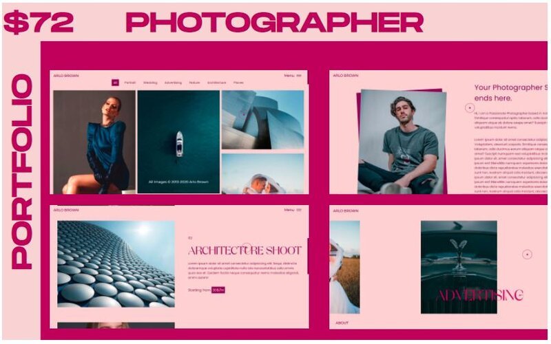Reszponzív WINK - Photographer Portfolio Multipurpose Weboldal sablon 126241