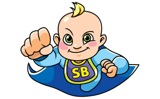 Super Baby Boy Flying - Illustration