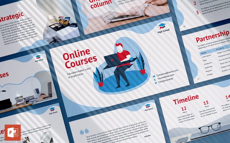 Online Courses Presentation PowerPoint template PowerPoint Template