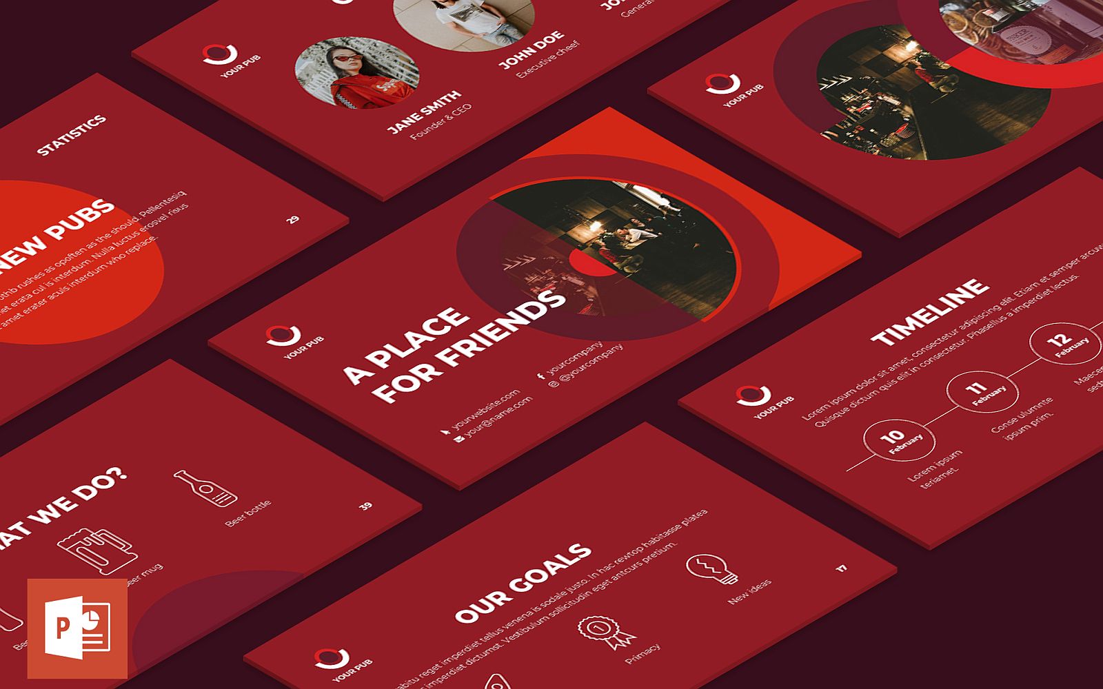 "Pub Presentation PowerPoint Template" Premium PowerPoint Template №126406
