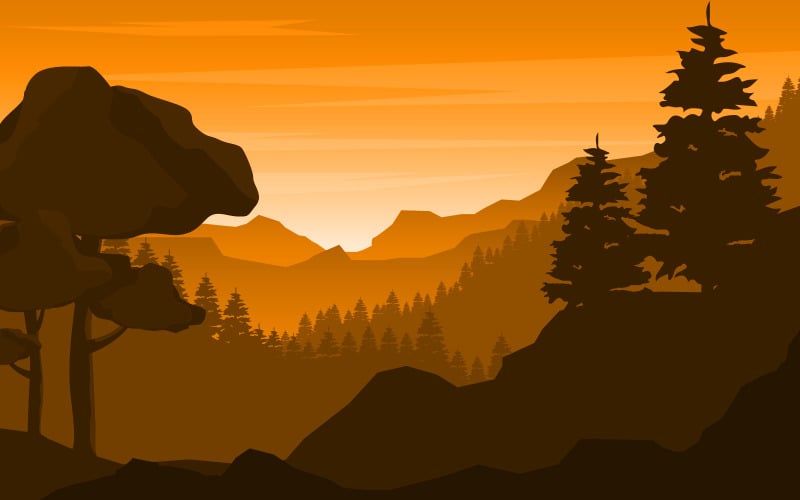 Forest Mountain Wild - Illustration