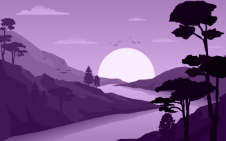 Mountain Forest Scene - Illustration