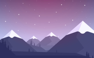 Simple Evening Mountain - Illustration