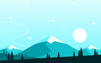 Simple Forest Mountain - Illustration