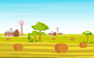 Wheat Farm Field - Illustration