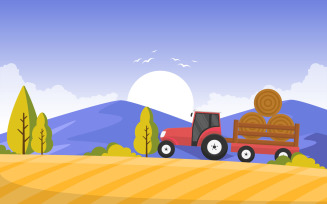 Wheat Field Scene - Illustration