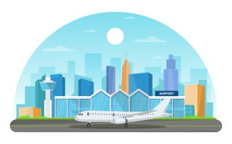 Airport Building Landscape - Illustration