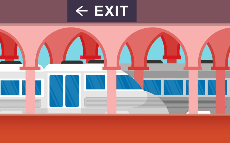Commuter Train Station - Illustration