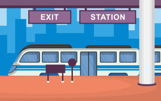 Railway Public Station - Illustration