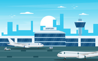 Runway Airplane Landscape - Illustration