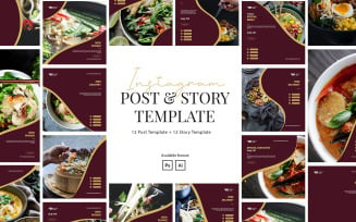 Restaurant Instagram Post and Story Template for Social Media
