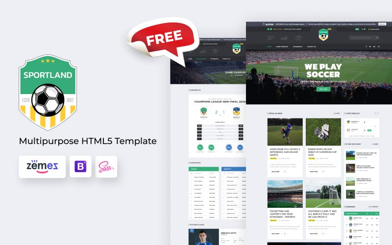 Sportland - Free Soccer HTML5 Website Template