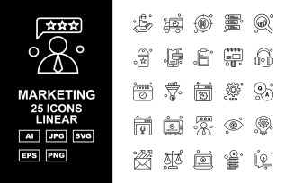 25 Premium Marketing Linear Icon Set