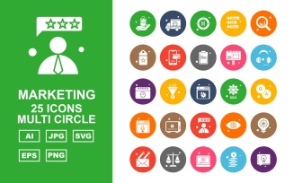 25 Premium Marketing Multi Circle Icon Set