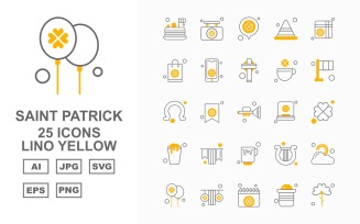 25 Premium Saint Patrick Lino Yellow Icon Set