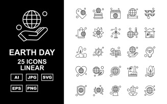 25 Premium Earth Day Linear Icon Set