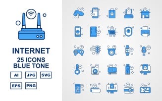 25 Premium Internet Of Things Blue Tone Icon Set