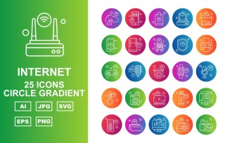 25 Premium Internet Of Things Circle Gradient Icon Set