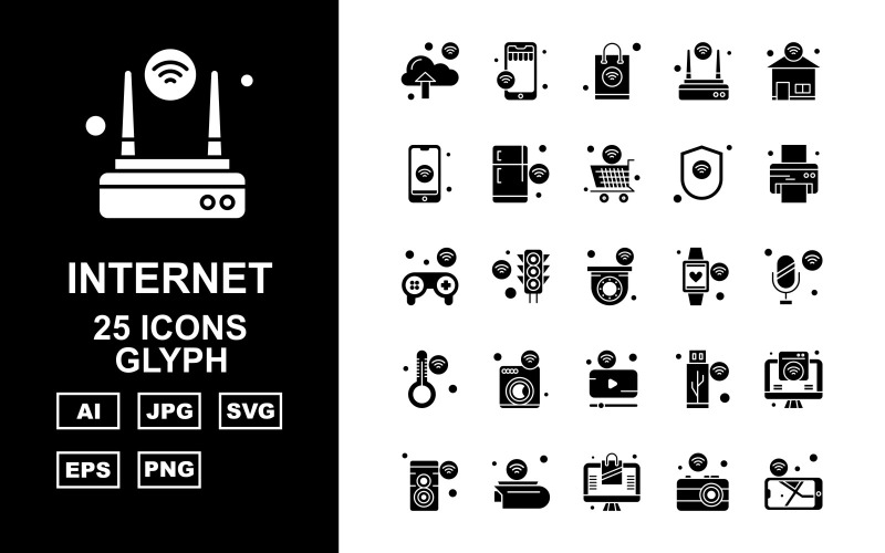 25 Premium Internet Of Things Glyph Icon Set