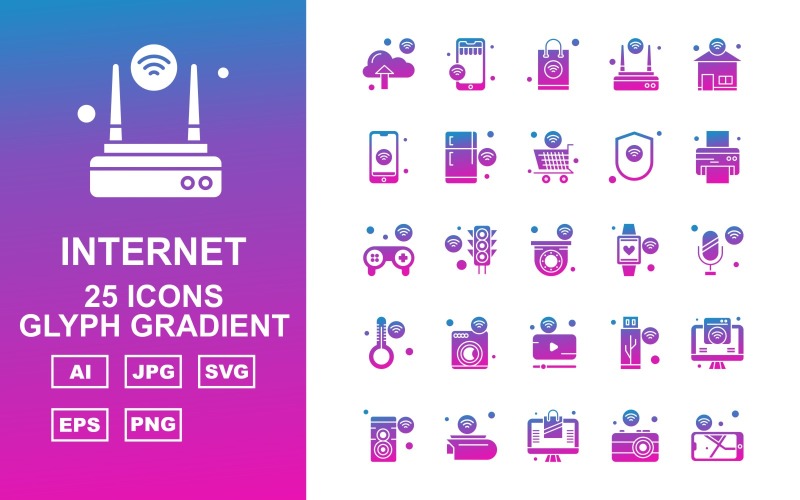 25 Premium Internet Of Things Glyph Icon Set