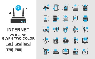 25 Premium Internet Of Things Glyph Two Color Icon Set