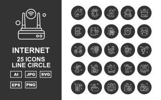 25 Premium Internet Of Things Line Circle Icon Set