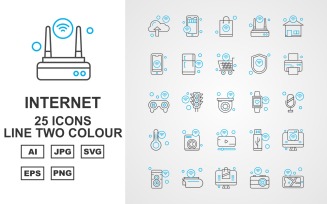 25 Premium Internet Of Things Line Two Color Icon Set
