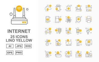 25 Premium Internet Of Things Lino Yellow Icon Set