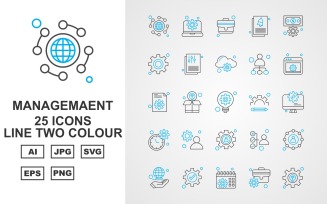 25 Premium Management Line Two Color Icon Set