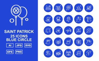 25 Premium Saint Patrick Blue Circle Icon Set
