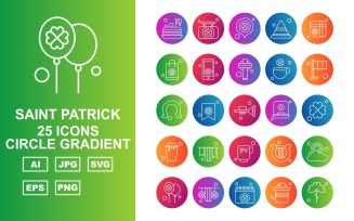 25 Premium Saint Patrick Circle Gradient Icon Set