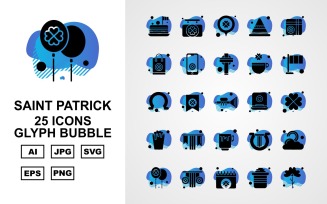 25 Premium Saint Patrick Glyph Bubble Icon Set