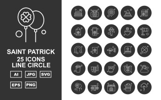 25 Premium Saint Patrick Line Circle Icon Set